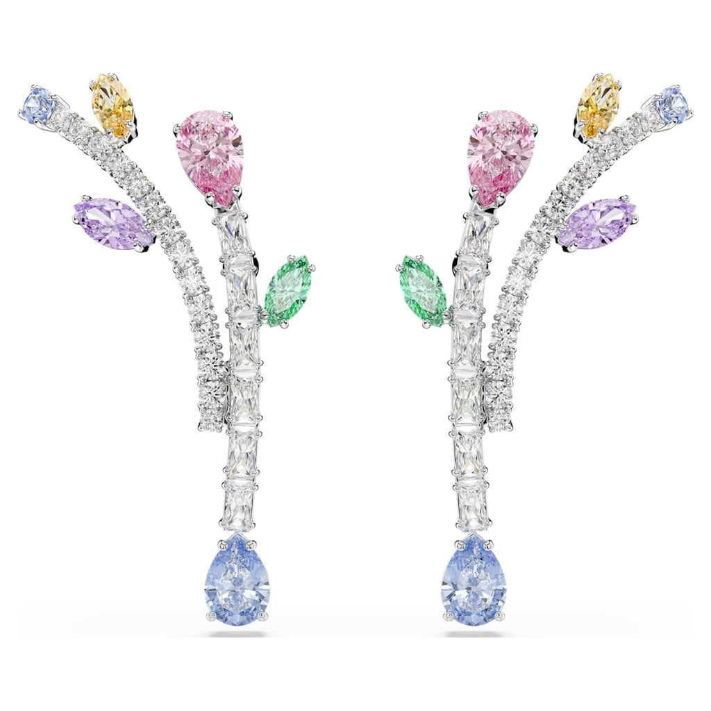 Ariana Grande x Swarovski drop earrings Mixed cuts, Multicolored, Rhodium plated