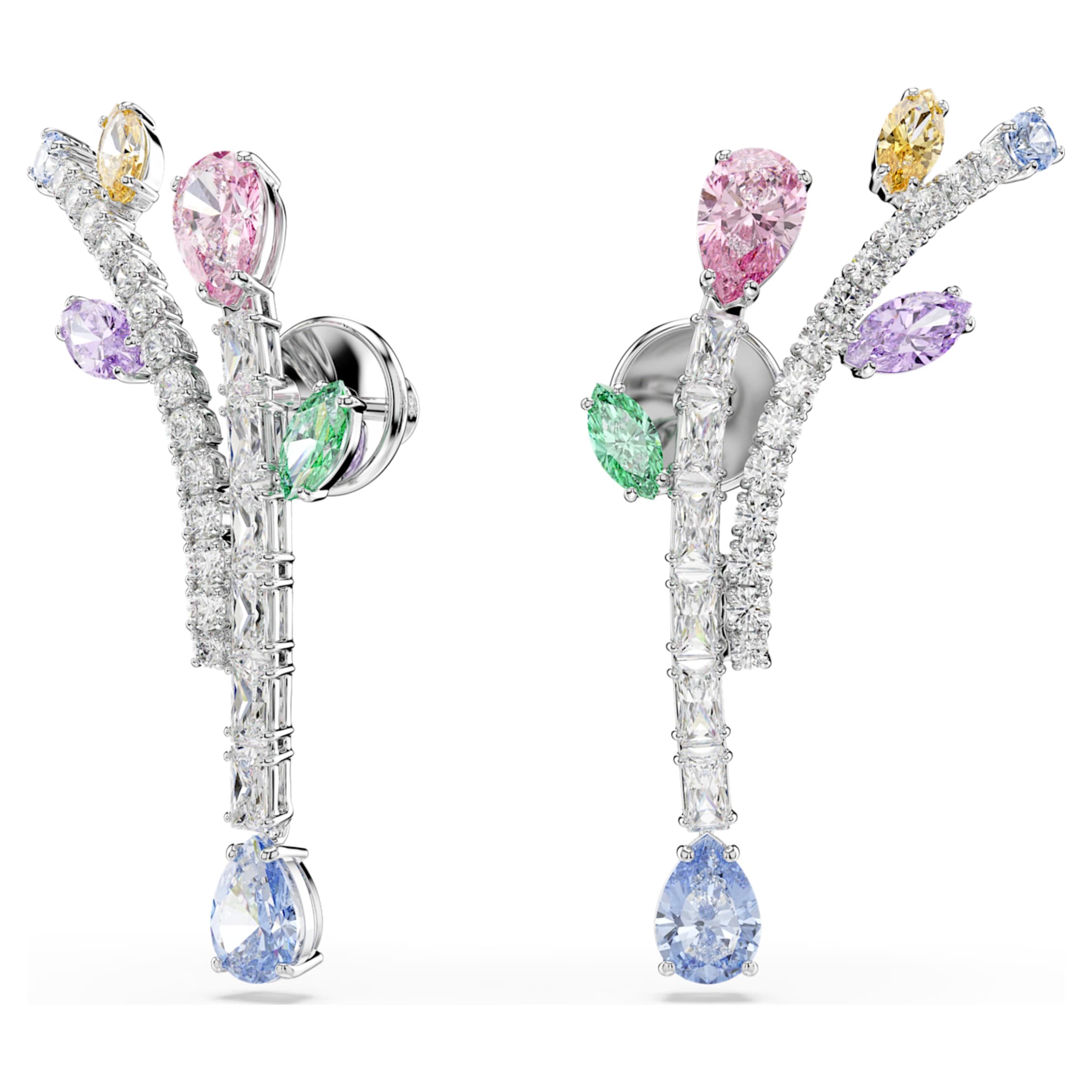 Ariana Grande x Swarovski drop earrings Mixed cuts, Multicolored, Rhodium plated