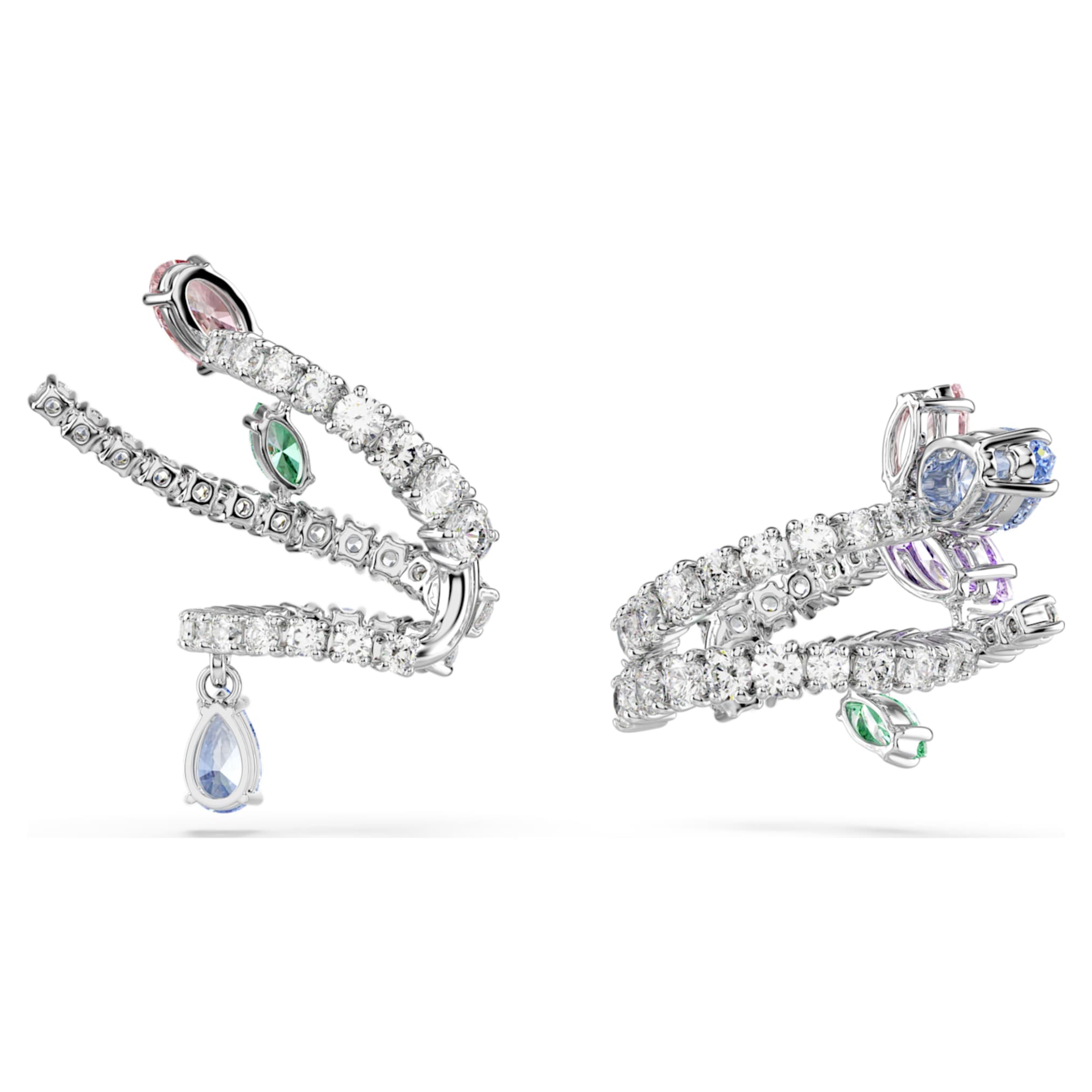 Ariana Grande x Swarovski ear cuffs Mixed cuts, Multicolored, Rhodium plated