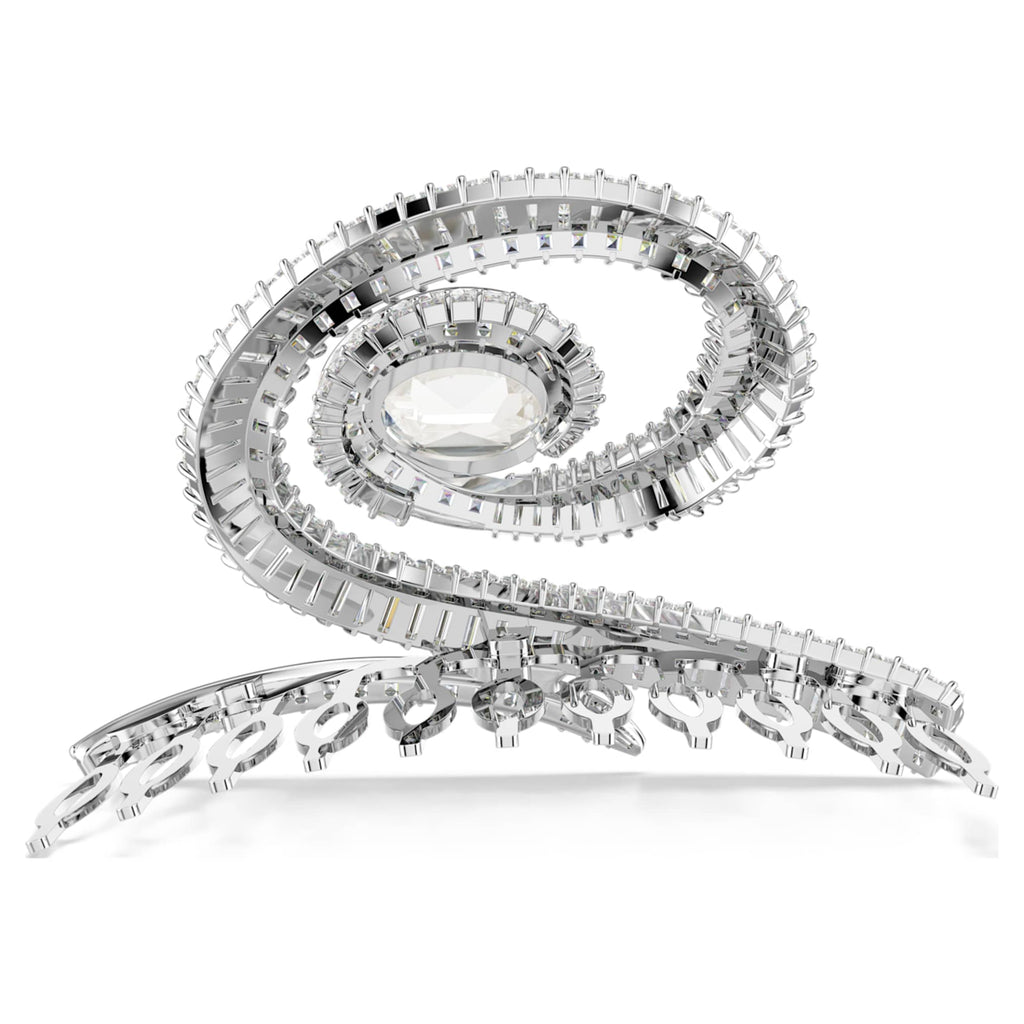 Ariana Grande x Swarovski hair clip Baguette cut, White, Rhodium plated