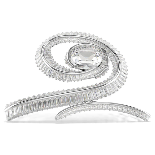 Ariana Grande x Swarovski hair clip Baguette cut, White, Rhodium plated