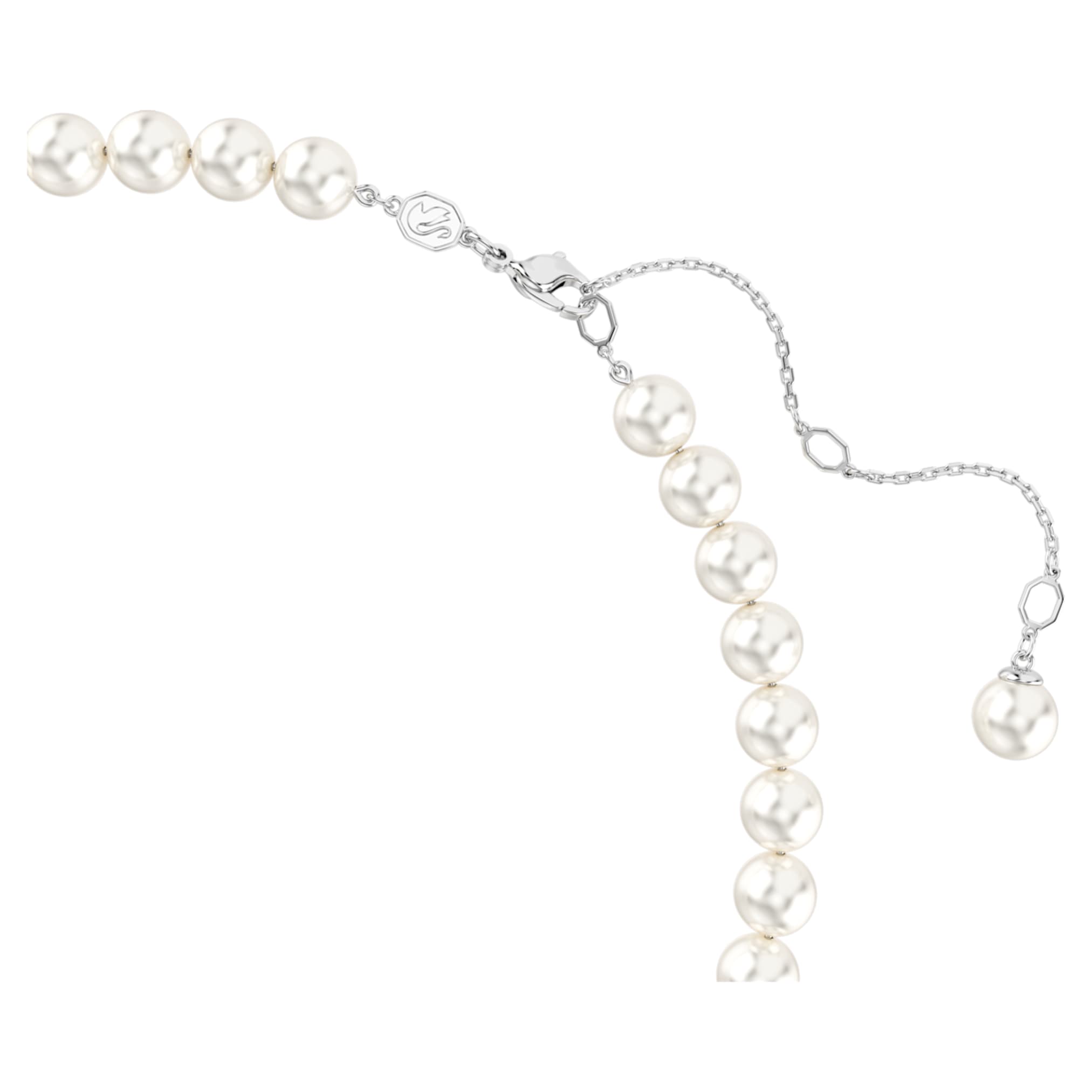 Ariana Grande x Swarovski necklace Crystal pearl, Heart cut, Heart, White, Rhodium plated