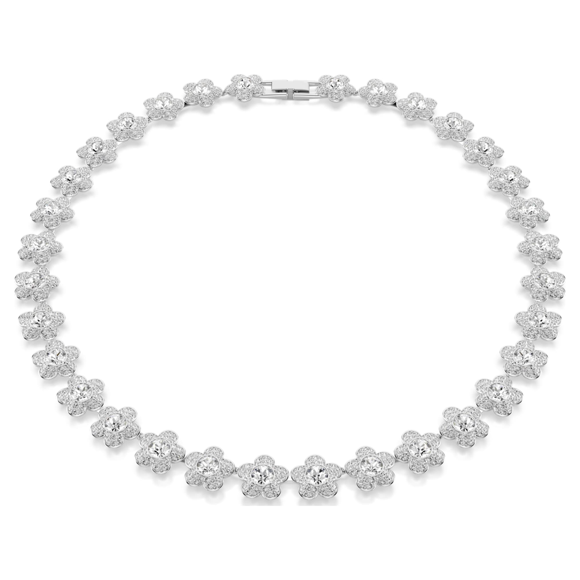 Ariana Grande x Swarovski necklace Round cut, Flower, White, Rhodium plated