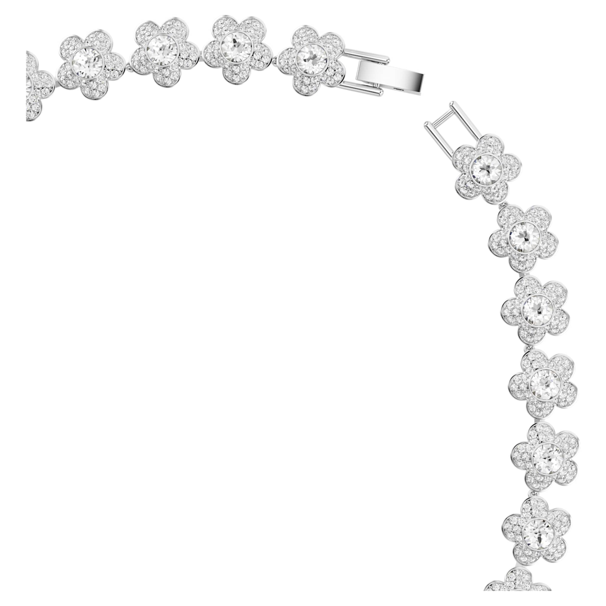 Ariana Grande x Swarovski necklace Round cut, Flower, White, Rhodium plated