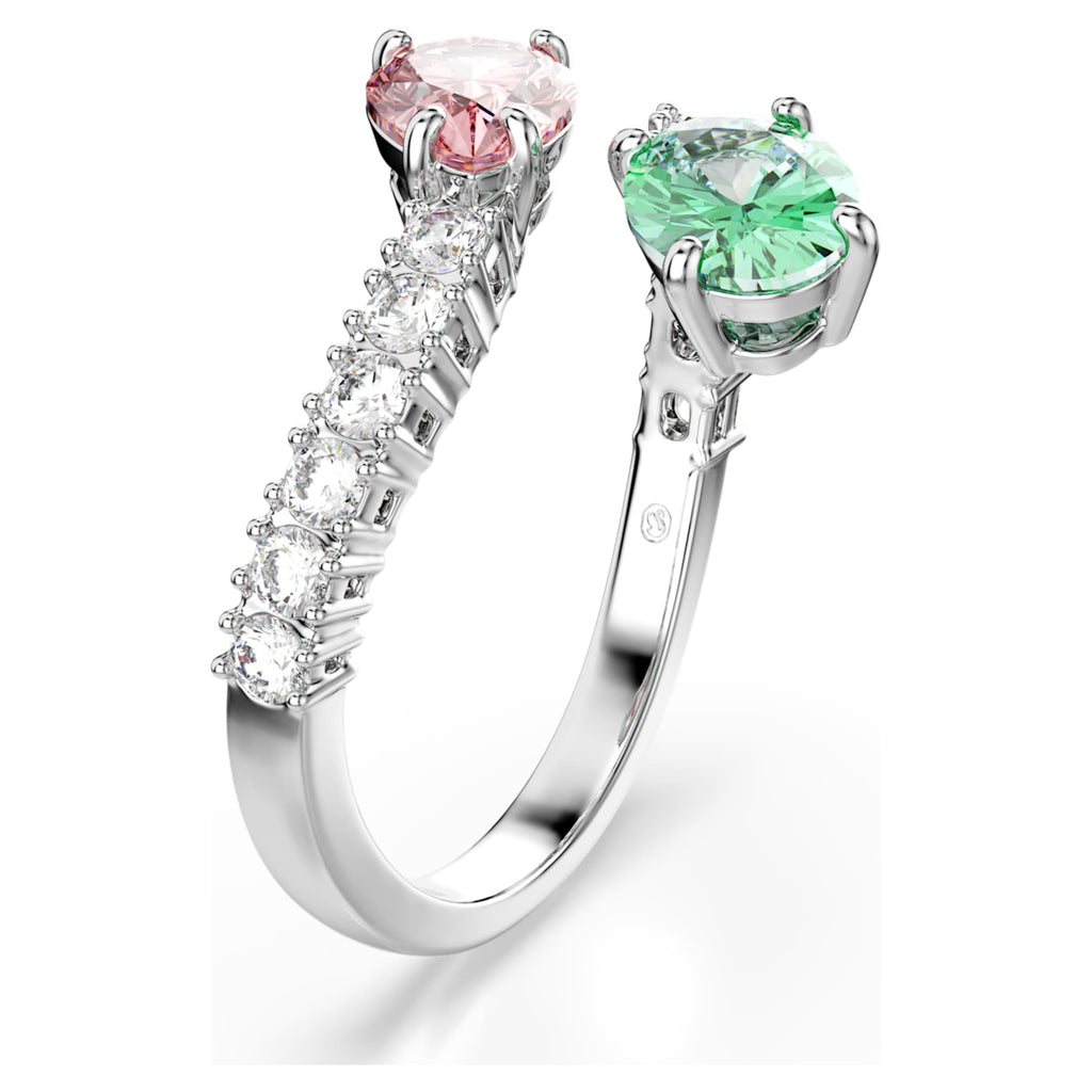 Ariana Grande x Swarovski open ring Mixed cuts, Multicolored, Rhodium plated