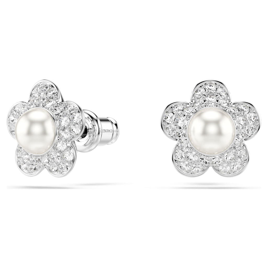 Ariana Grande x Swarovski set Crystal pearl, Round cut, Flower, White, Rhodium plated