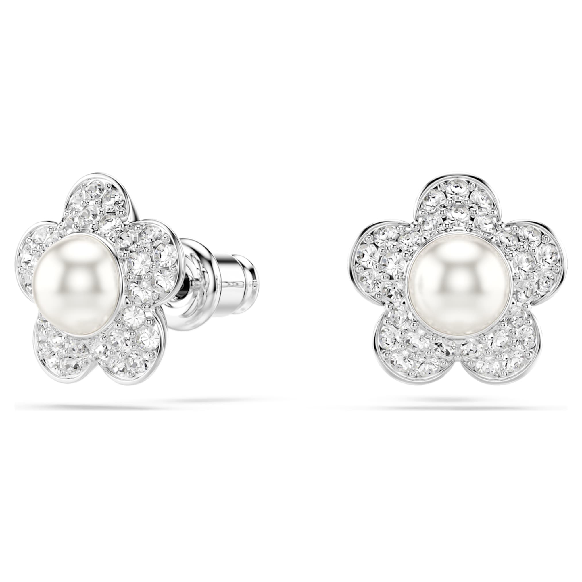 Ariana Grande x Swarovski set Crystal pearl, Round cut, Flower, White, Rhodium plated