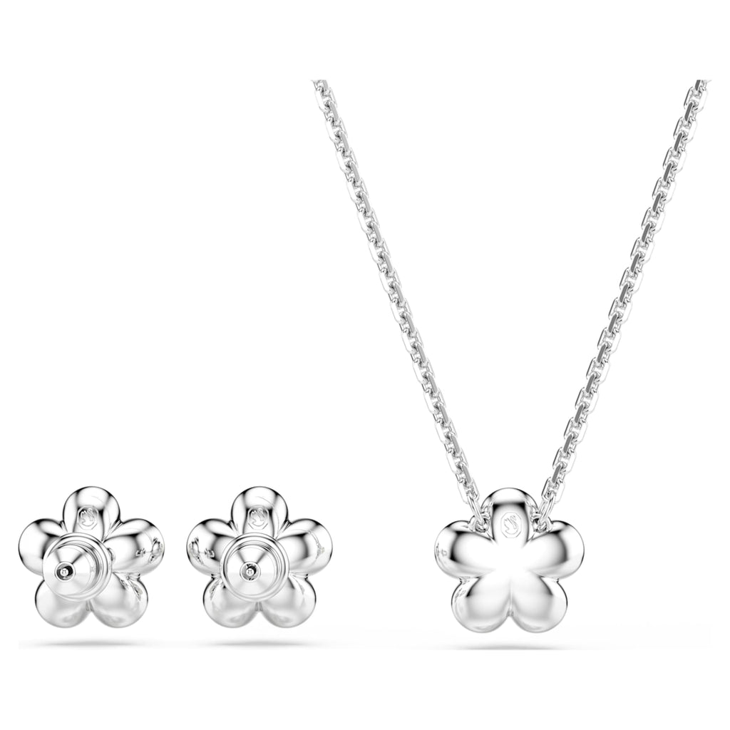Ariana Grande x Swarovski set Crystal pearl, Round cut, Flower, White, Rhodium plated