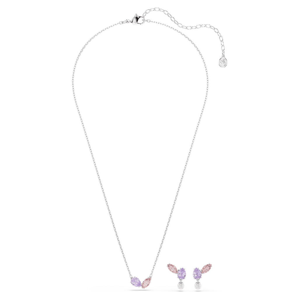 Ariana Grande x Swarovski set Mixed cuts, Multicolored, Rhodium plated