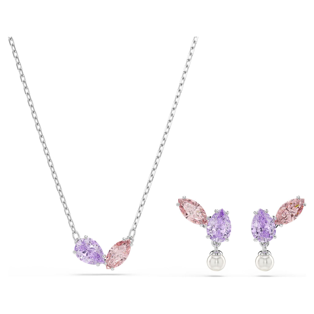 Ariana Grande x Swarovski set Mixed cuts, Multicolored, Rhodium plated