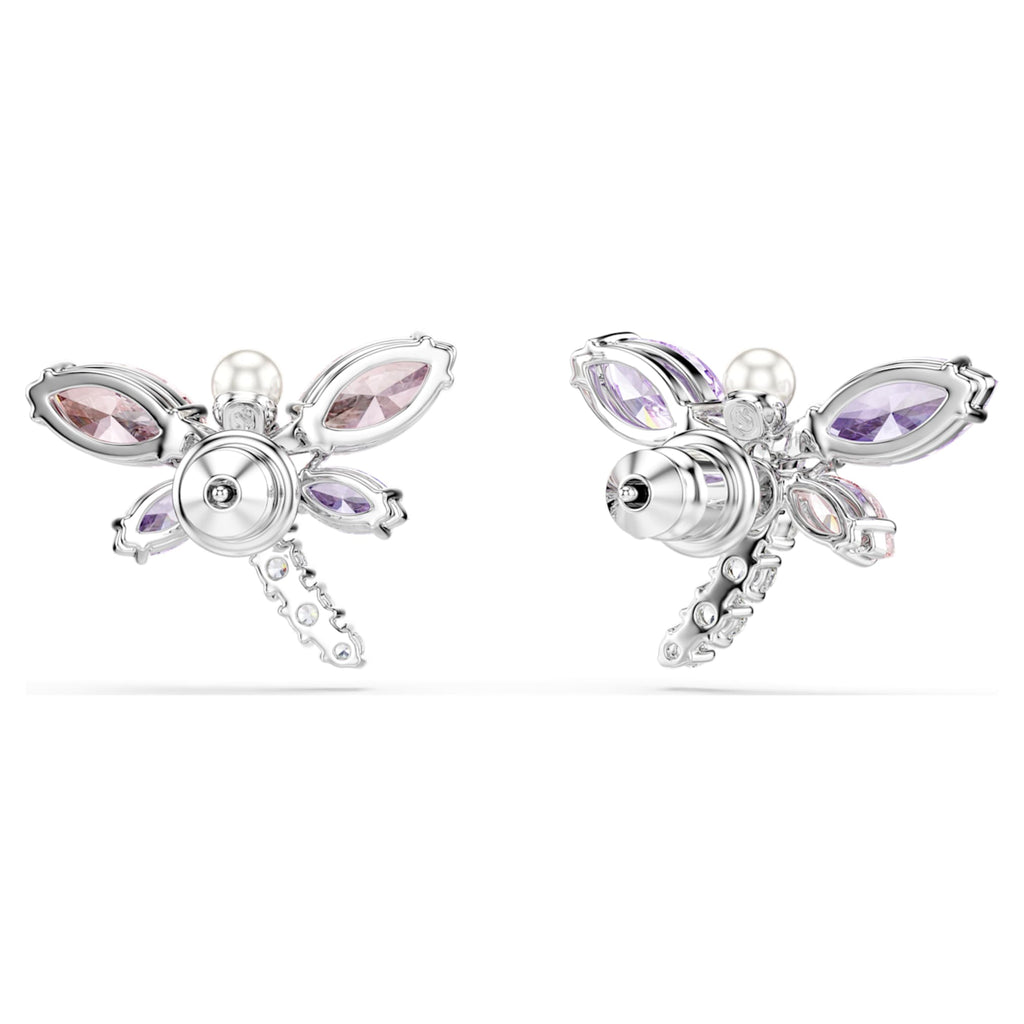 Ariana Grande x Swarovski stud earrings Mixed cuts, Dragonfly, Multicolored, Rhodium plated