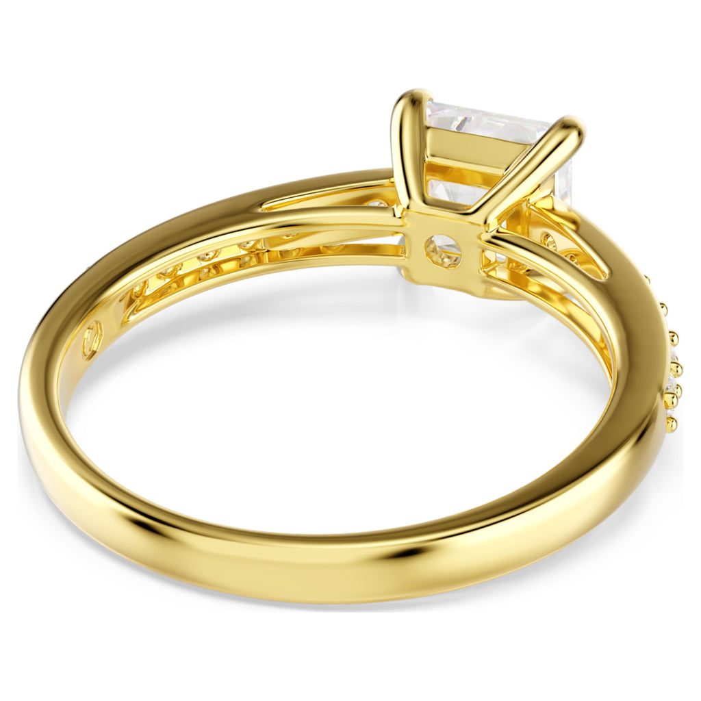 Swarovski Attract ring Square cut, Pavé, White, 18K gold finish