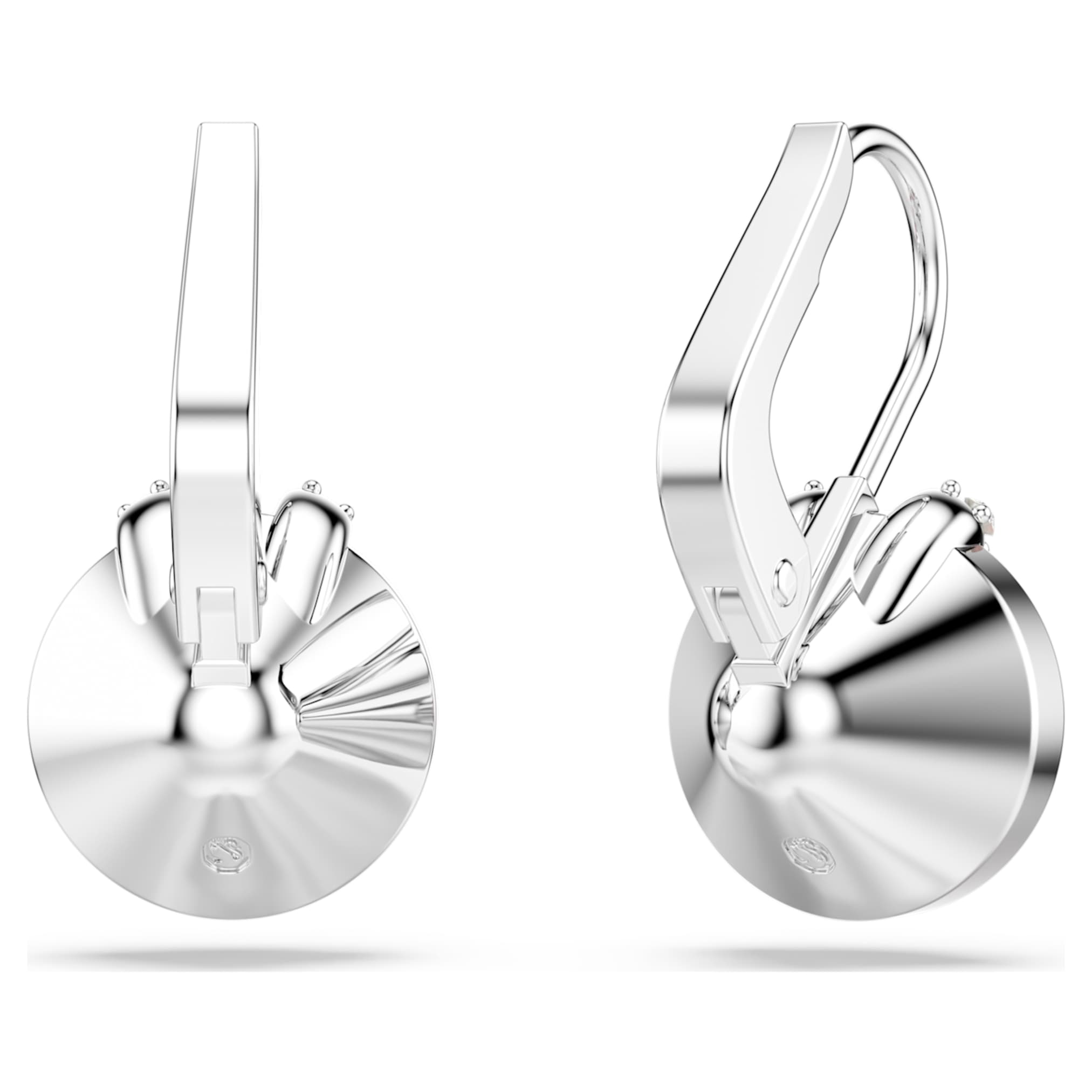 Swarovski Bella V drop earrings Round cut, Pink, Rhodium plated