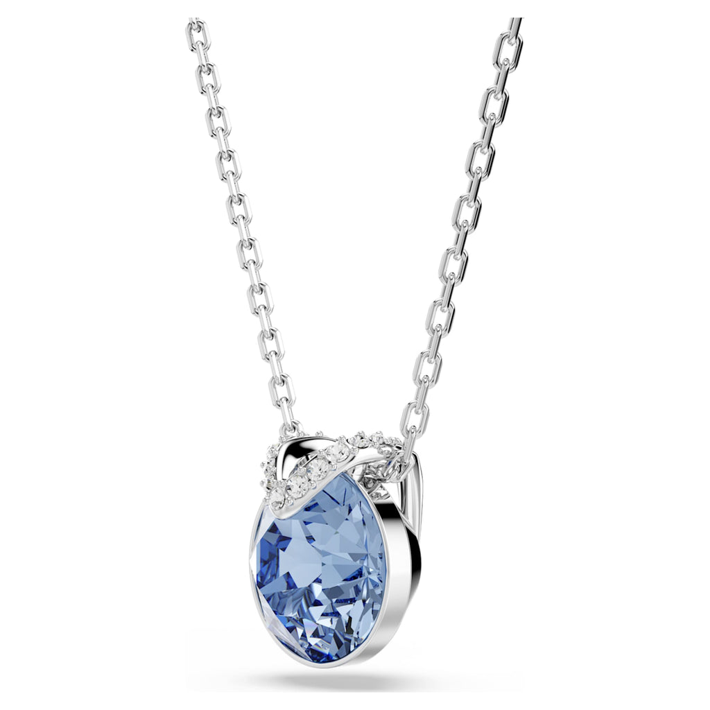 Swarovski Bella V pendant Round cut, Blue, Rhodium plated