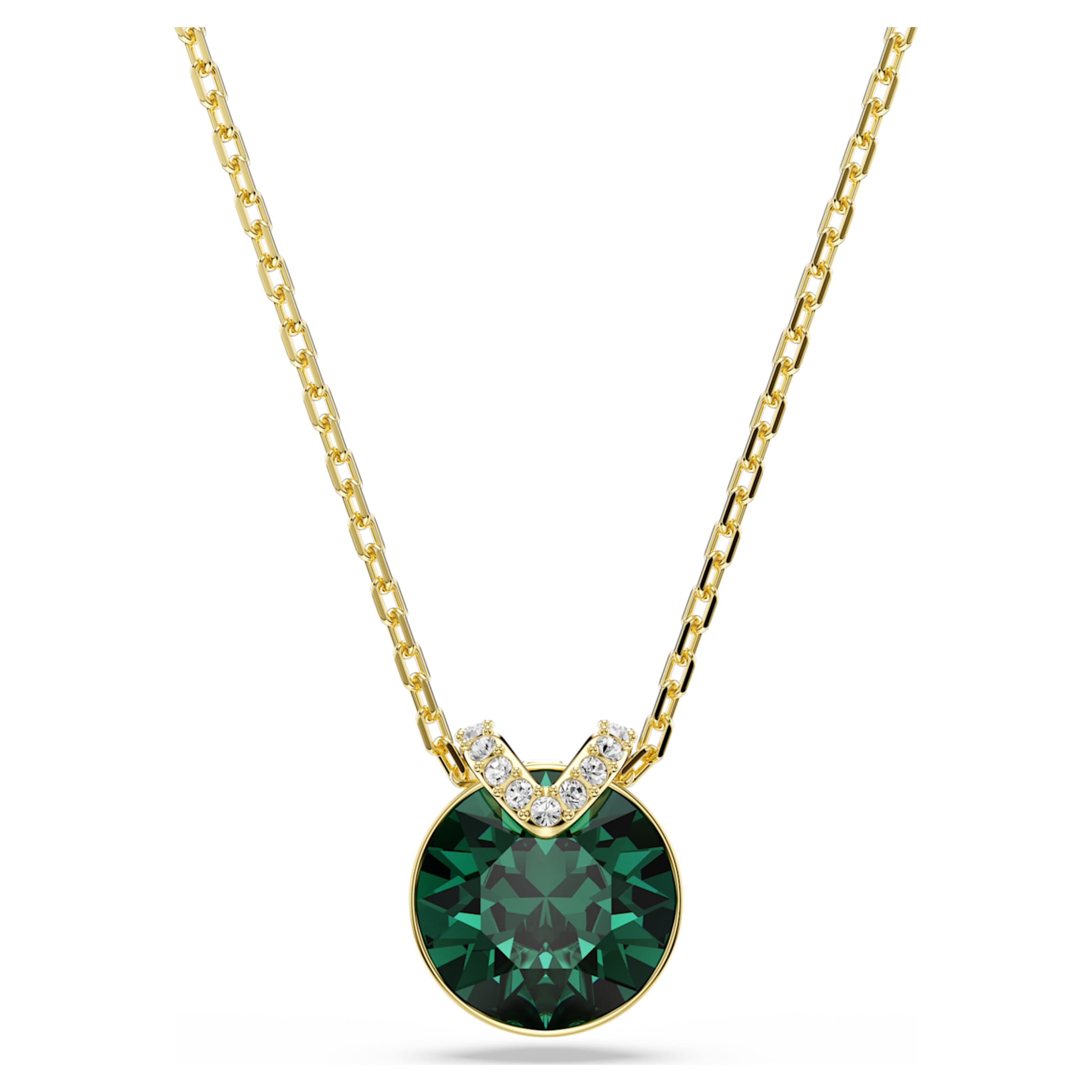 Swarovski Bella V pendant Round cut, Blue, Rhodium plated