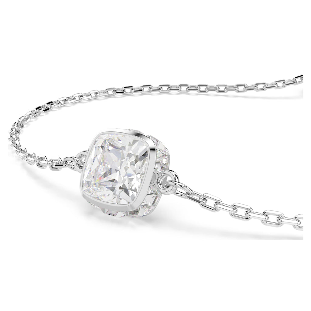Swarovski Birthstone bracelet Square cut, April, White, Rhodium plated