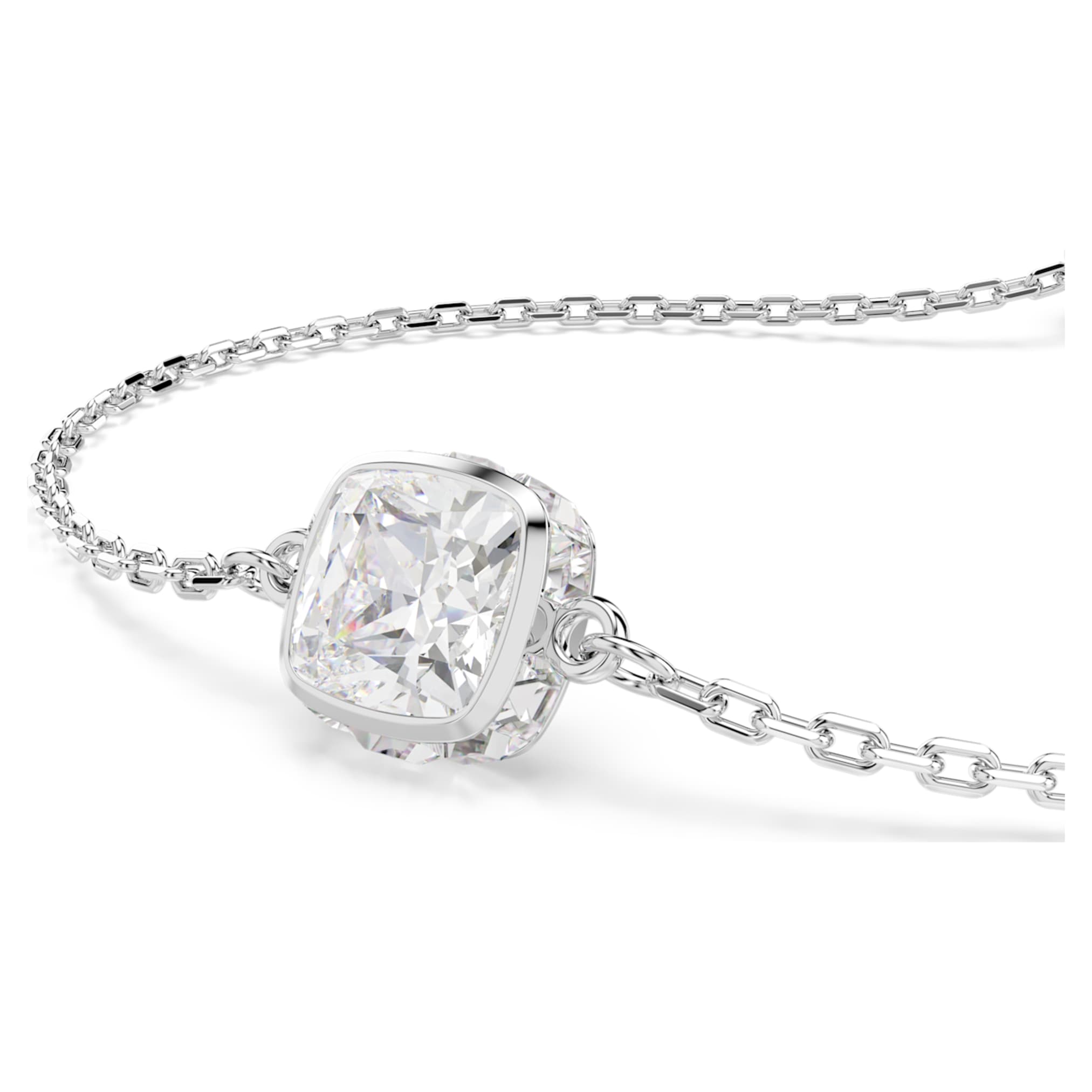 Swarovski Birthstone bracelet Square cut, April, White, Rhodium plated