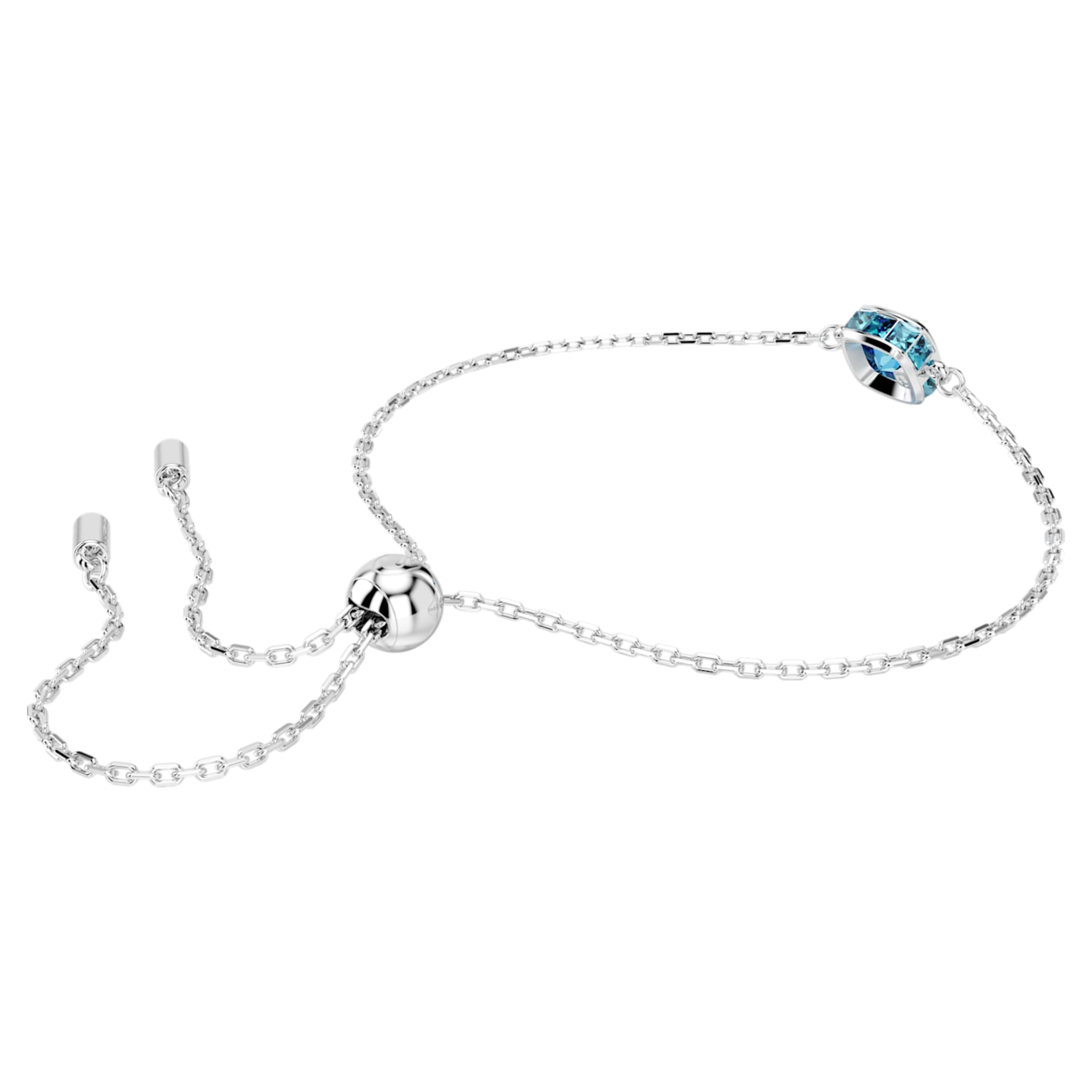 Swarovski Birthstone bracelet Square cut, December, Blue, Rhodium plated
