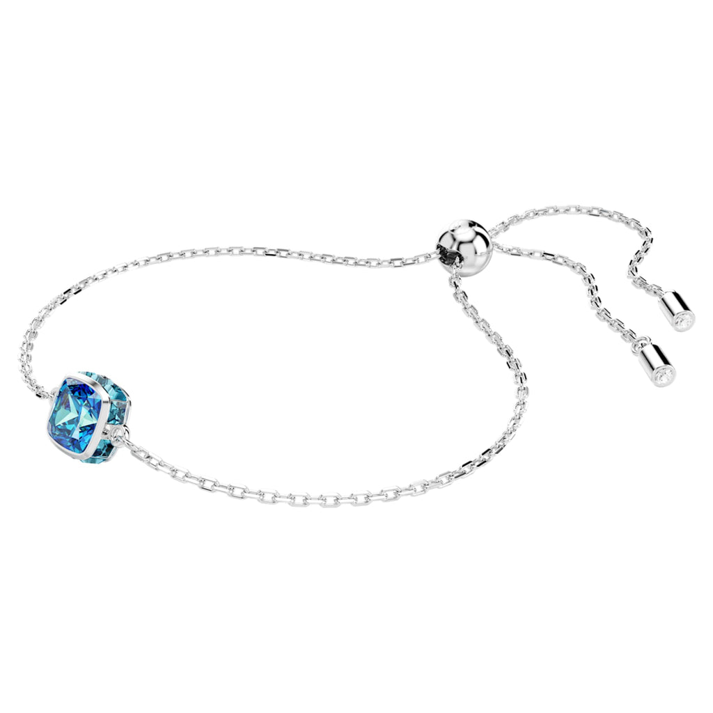 Swarovski Birthstone bracelet Square cut, December, Blue, Rhodium plated
