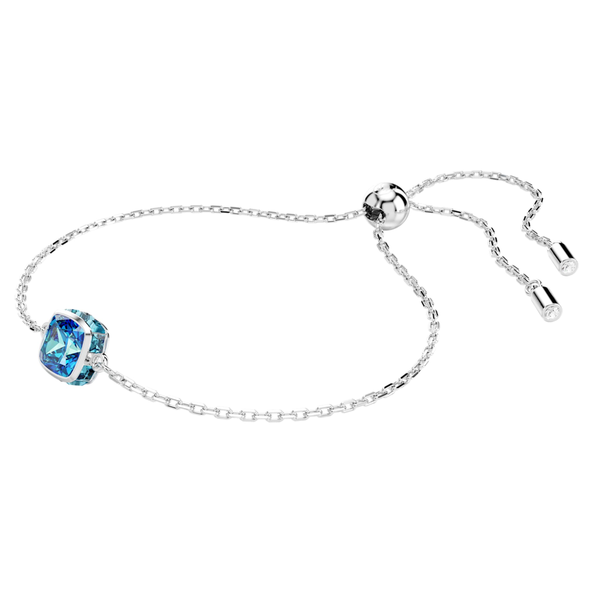 Swarovski Birthstone bracelet Square cut, December, Blue, Rhodium plated