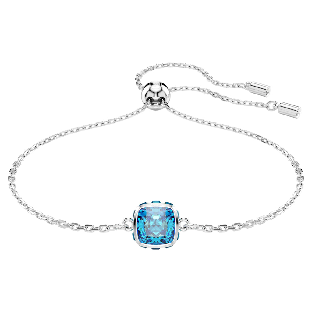 Swarovski Birthstone bracelet Square cut, December, Blue, Rhodium plated