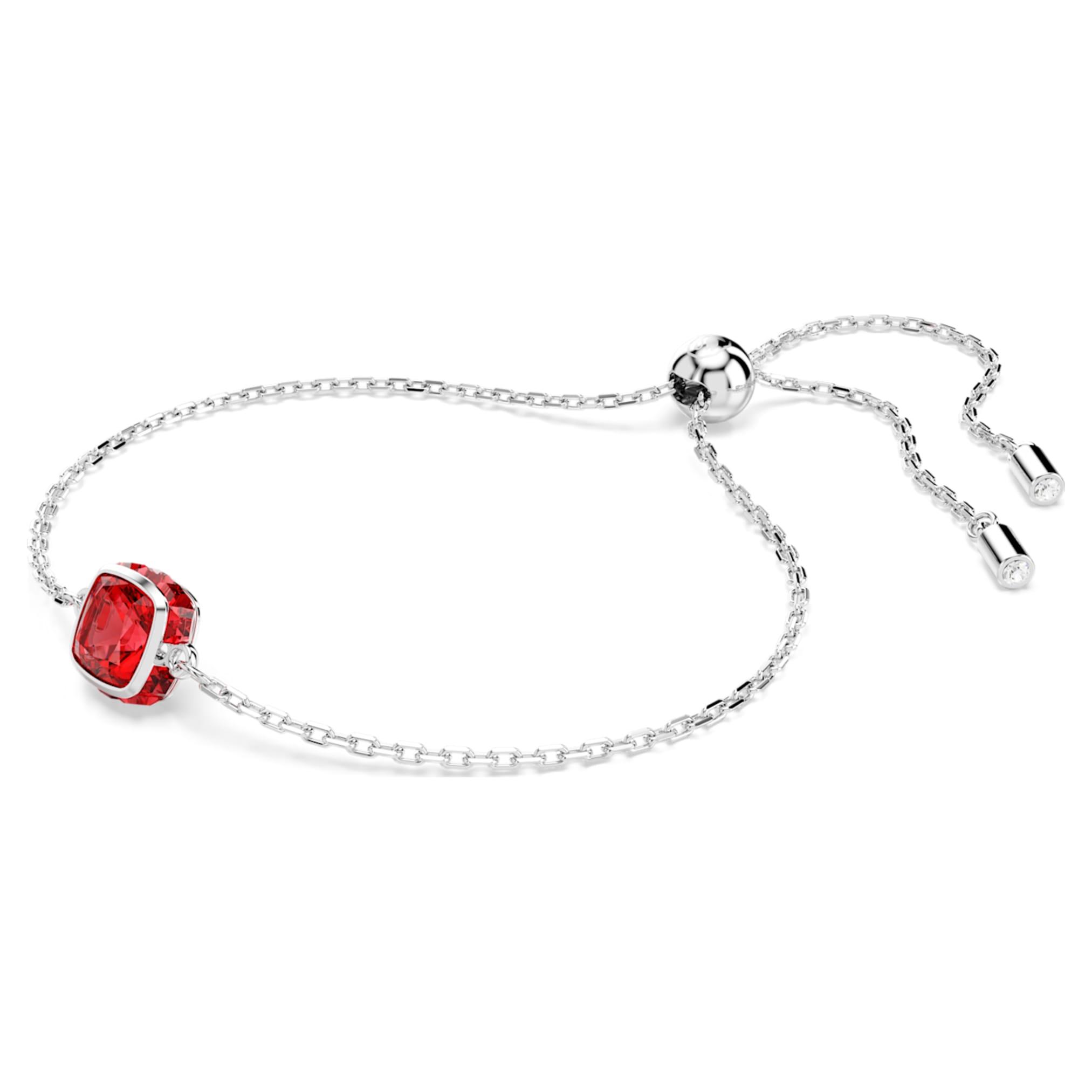 Swarovski Birthstone bracelet Square cut, July, Red, Rhodium plated