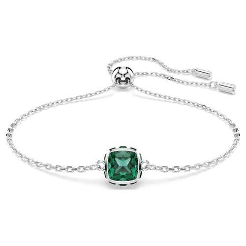 Swarovski Birthstone bracelet Square cut, May, Green, Rhodium plated