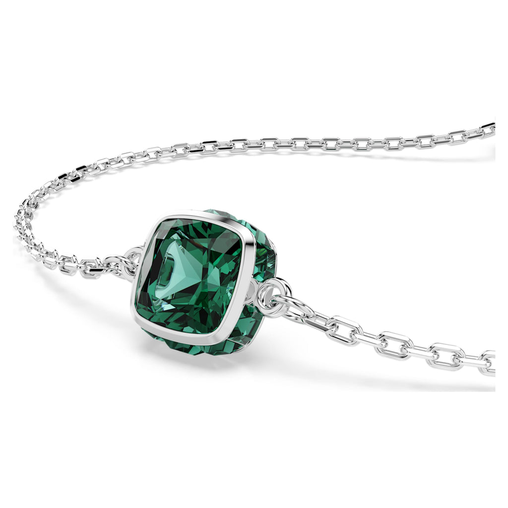 Swarovski Birthstone bracelet Square cut, May, Green, Rhodium plated