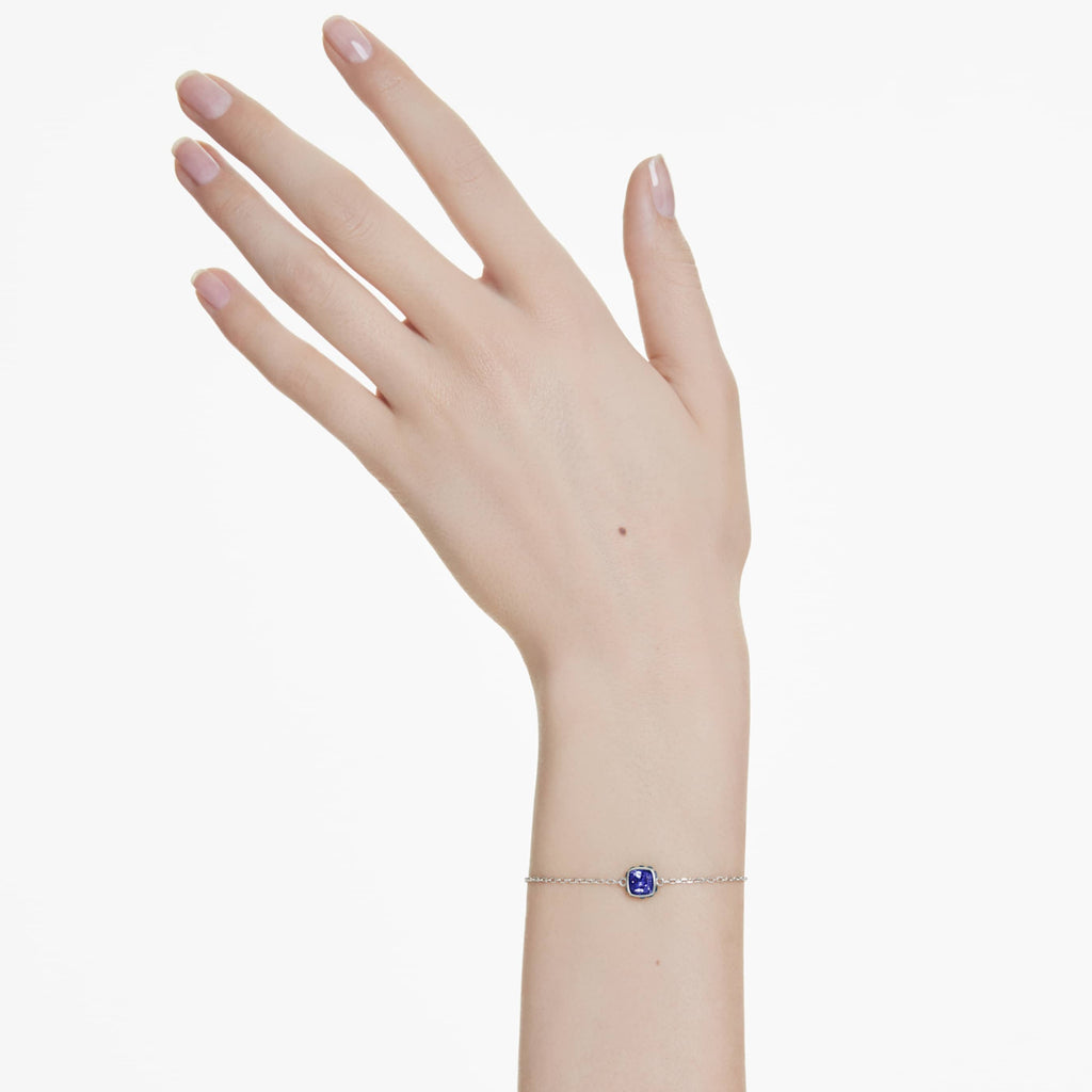 Swarovski Birthstone bracelet Square cut, April, White, Rhodium plated