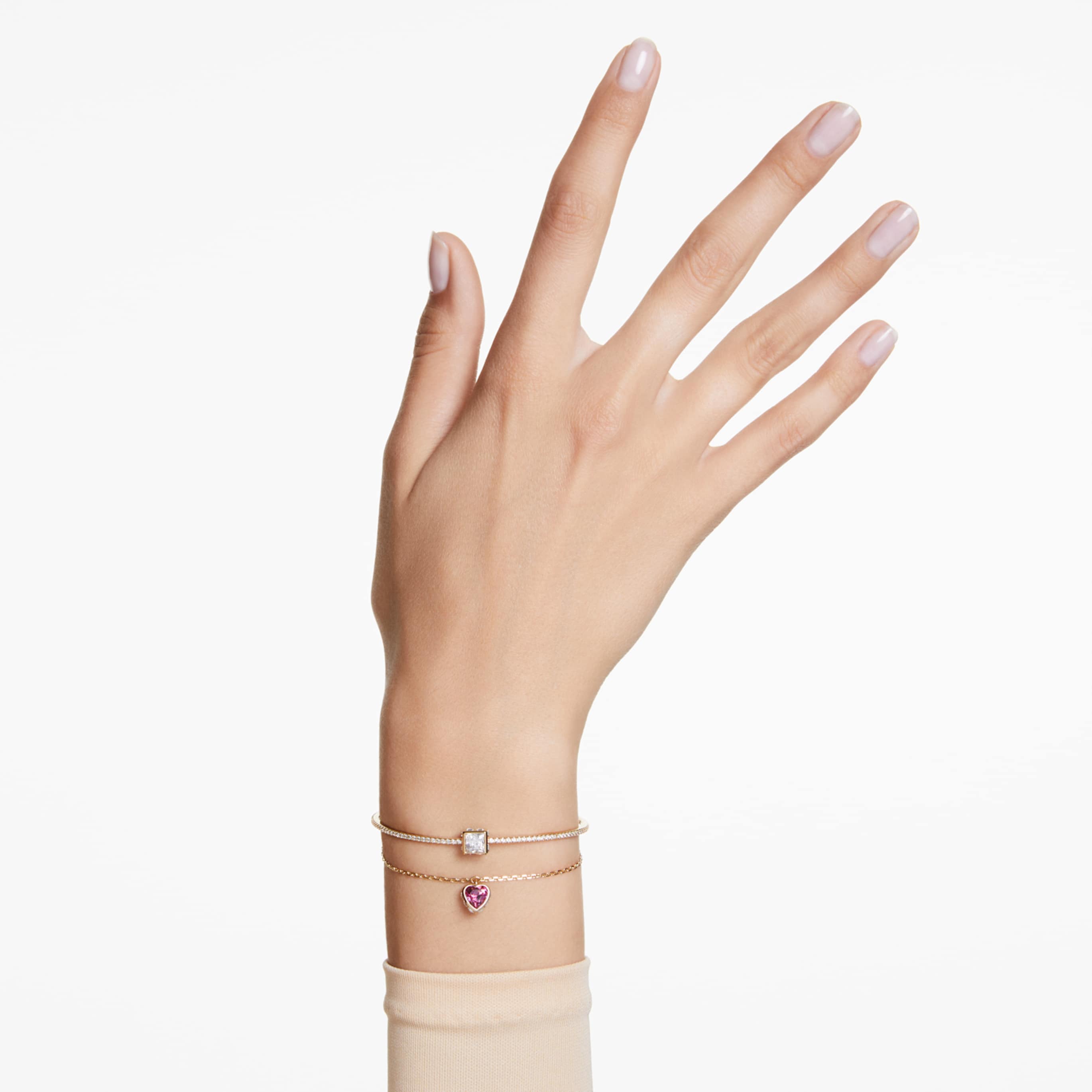 Swarovski Chroma bangle Heart, Red, 18K gold finish