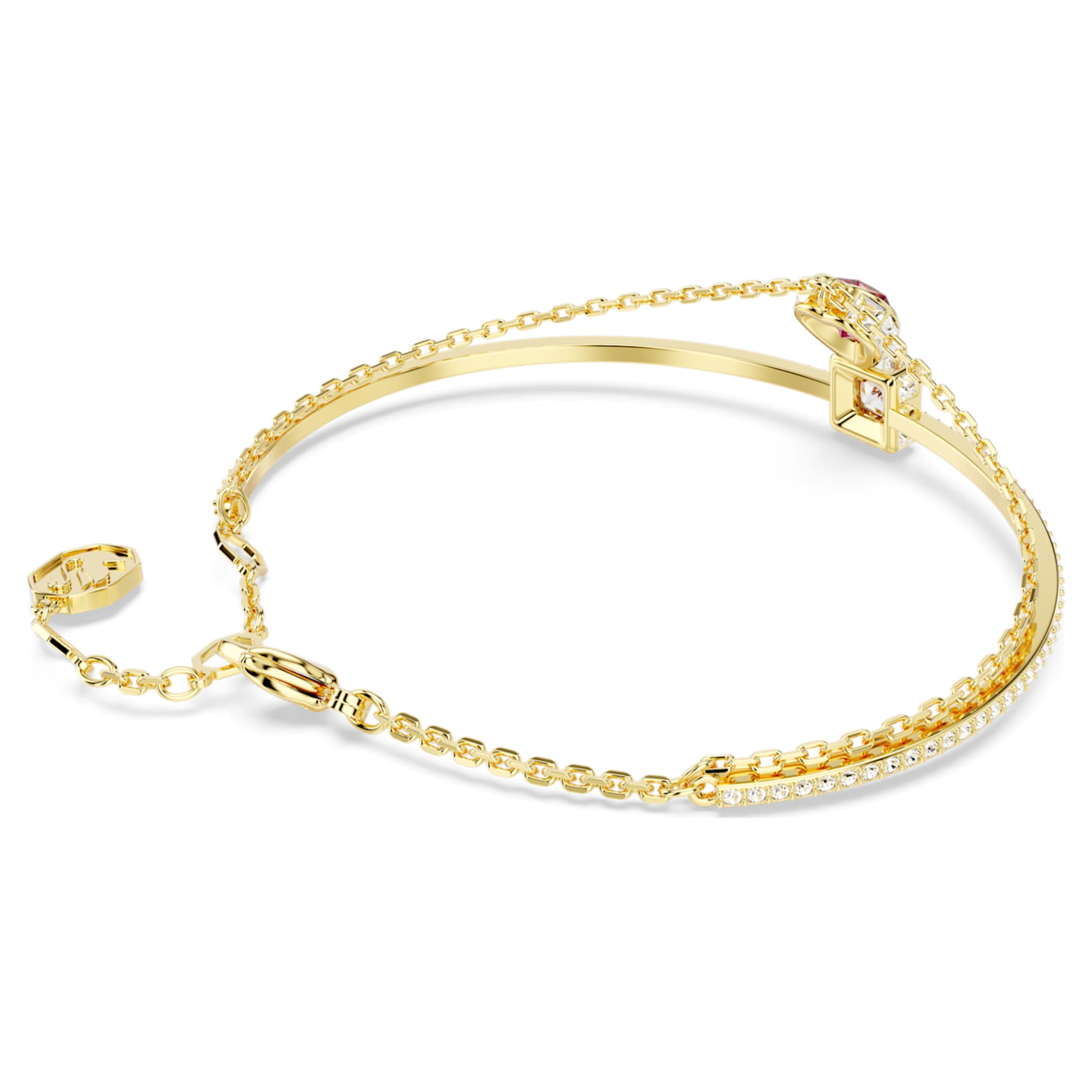 Swarovski Chroma bangle Heart, Red, 18K gold finish