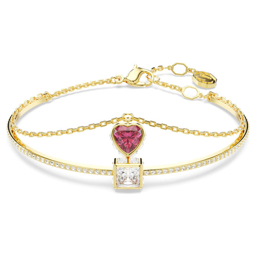 Swarovski Chroma bangle Heart, Red, 18K gold finish