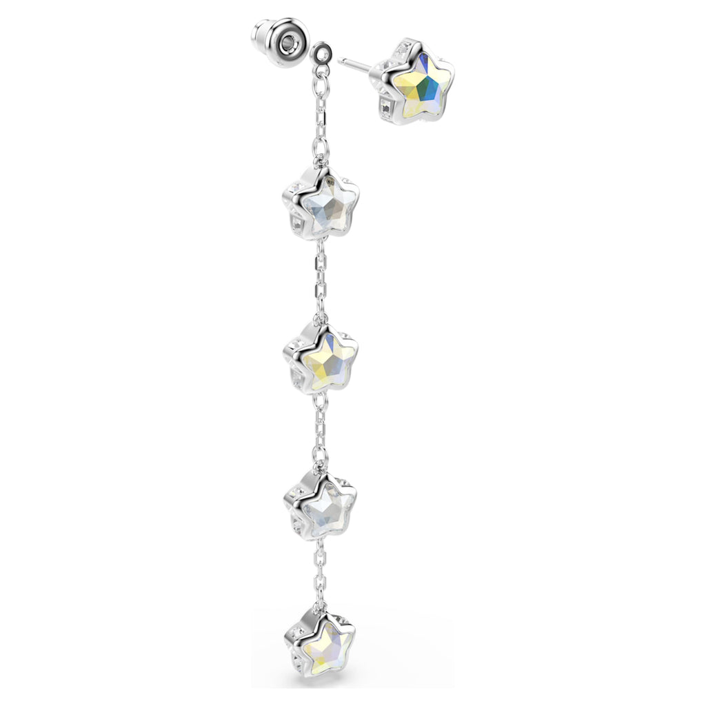 Swarovski Chroma earrings Mixed cuts, Star, White, Rhodium plated