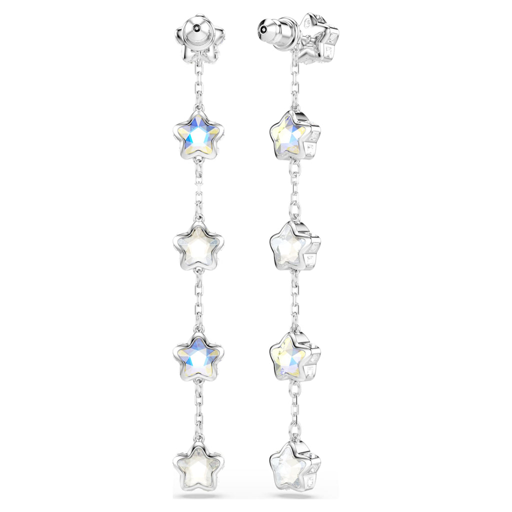 Swarovski Chroma earrings Mixed cuts, Star, White, Rhodium plated