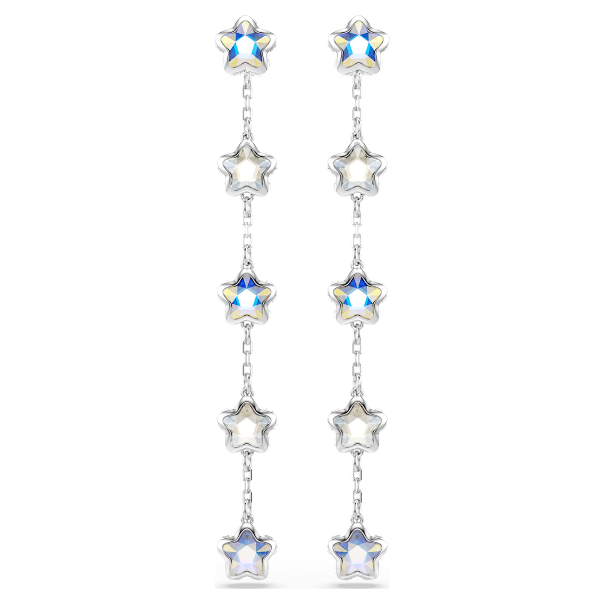 Swarovski Chroma earrings Mixed cuts, Star, White, Rhodium plated