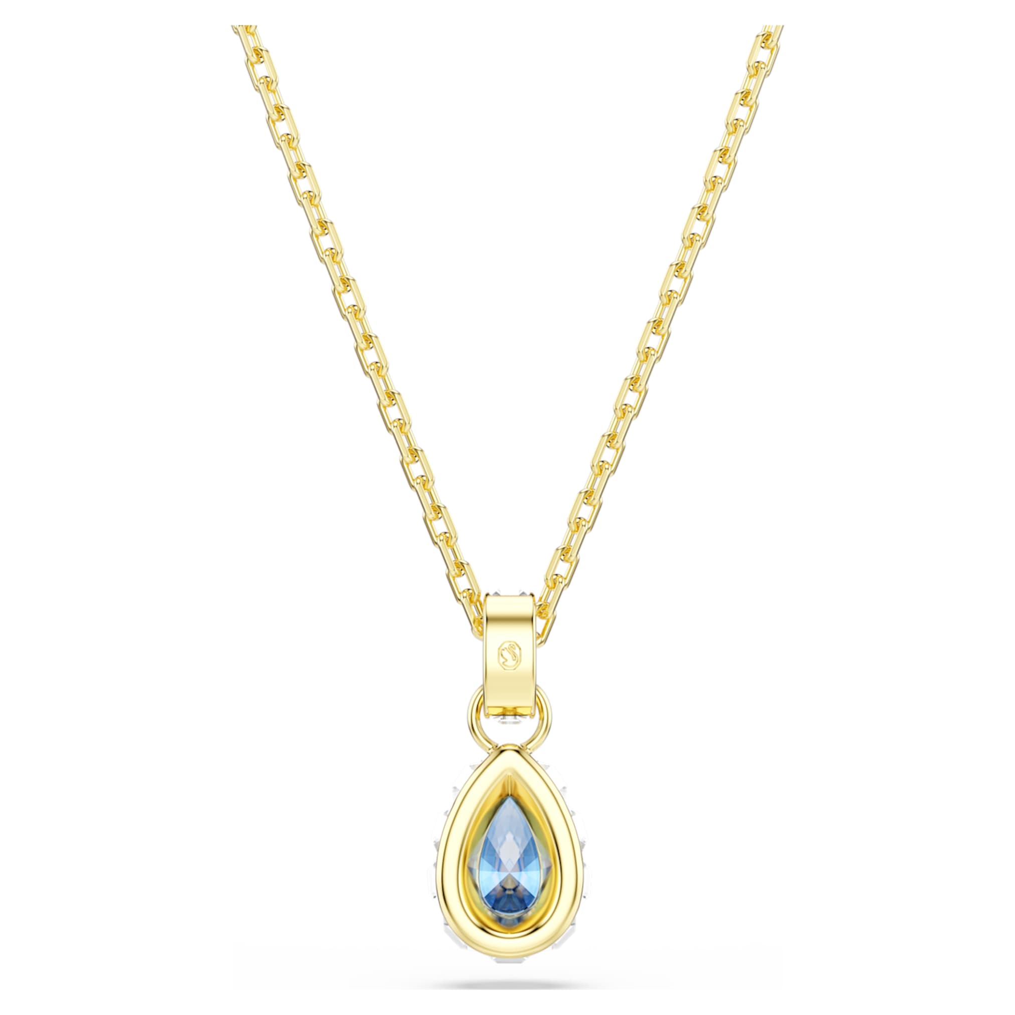 Swarovski Chroma pendant Pear cut, Blue, 18K gold finish