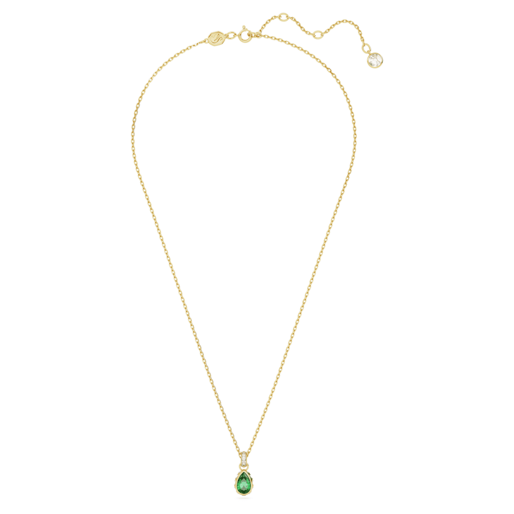 Swarovski Chroma pendant Pear cut, Green, 18K gold finish