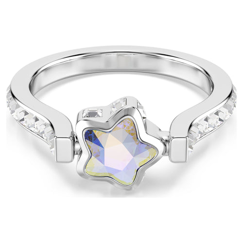 Swarovski Chroma ring Mixed cuts, Star, White, Rhodium plated
