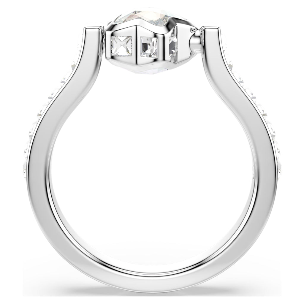 Swarovski Chroma ring Mixed cuts, Star, White, Rhodium plated
