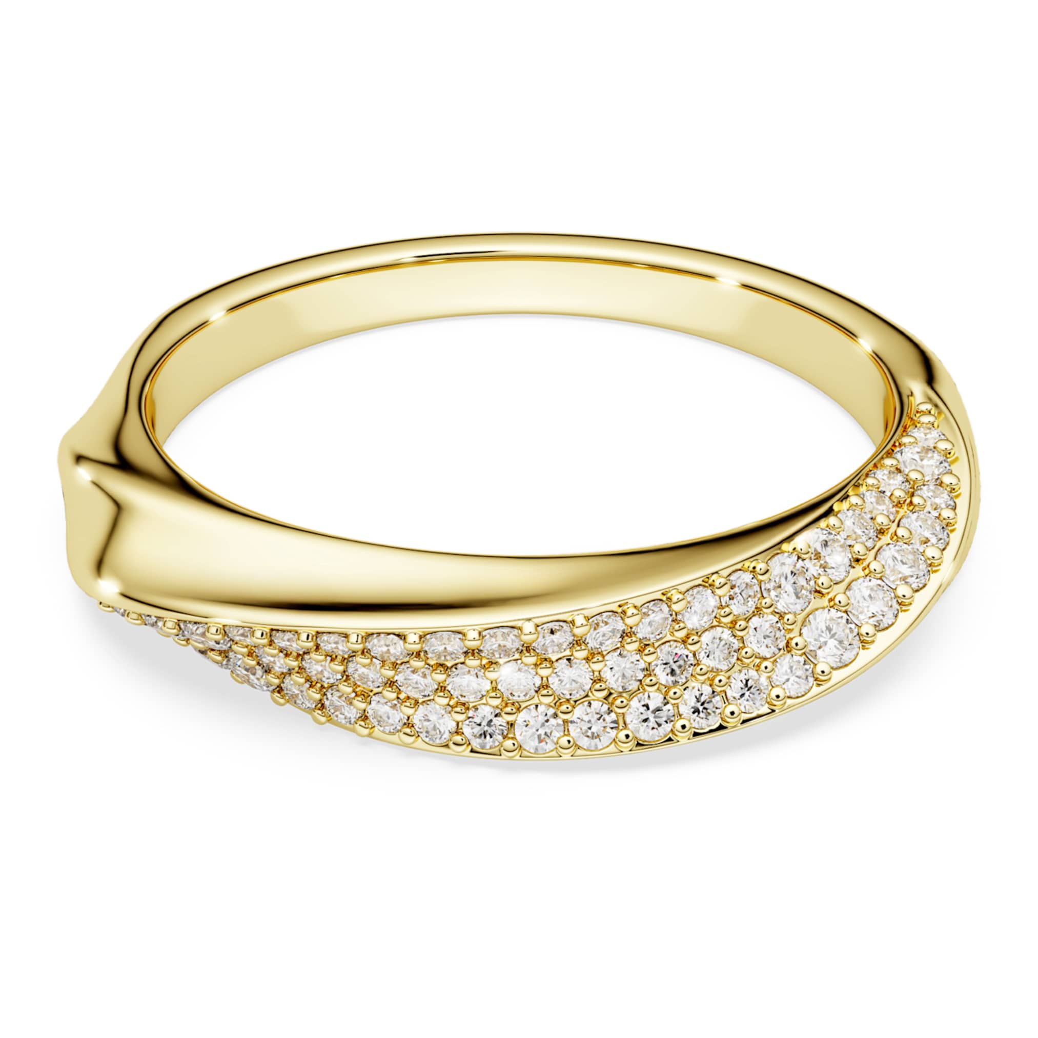 Swarovski Classica band ring Round cut, White, Sterling silver, 18K gold finish