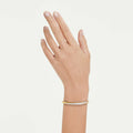 Swarovski Classica bangle Round cut, White, Sterling silver, 18K gold finish
