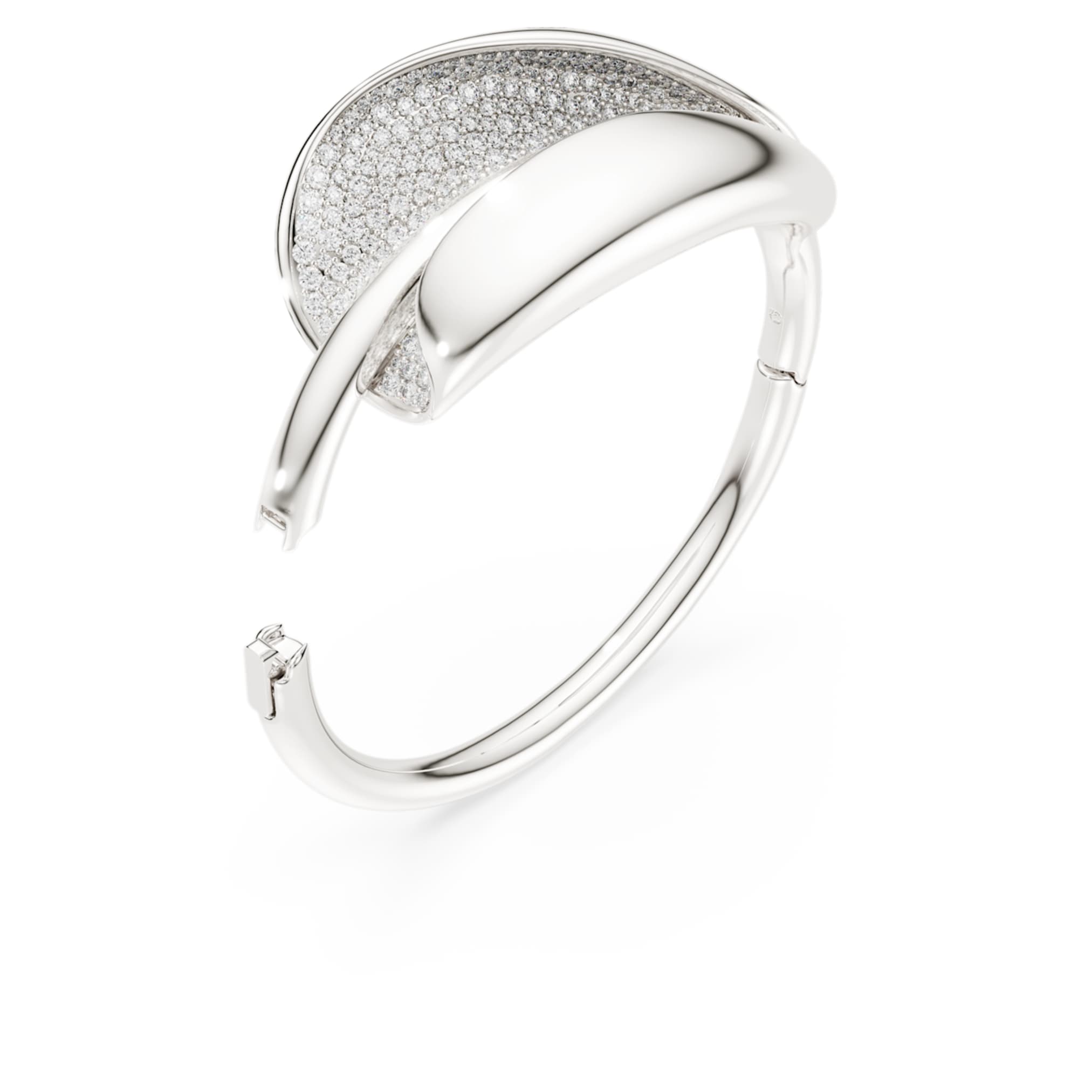 Swarovski Classica bangle Statement, Round cut, White, Sterling silver