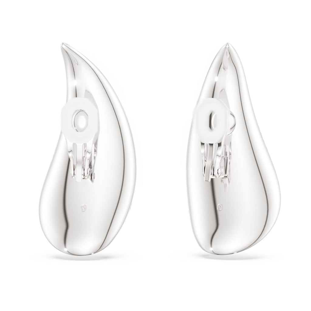 Swarovski Classica clip earrings Statement, Round cut, White, Sterling silver