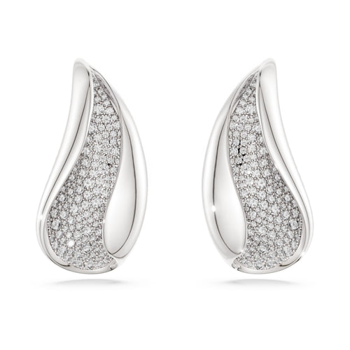 Swarovski Classica clip earrings Statement, Round cut, White, Sterling silver