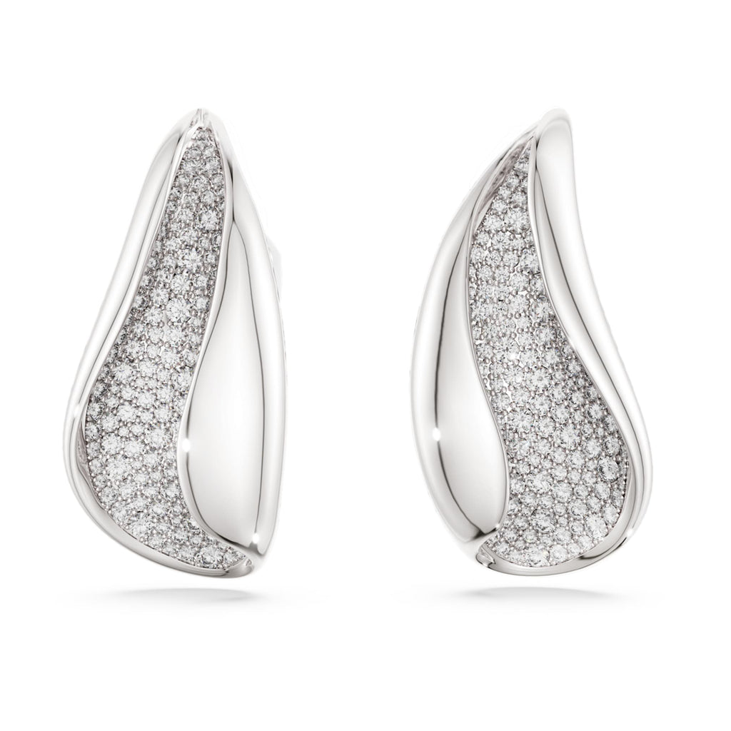 Swarovski Classica clip earrings Statement, Round cut, White, Sterling silver