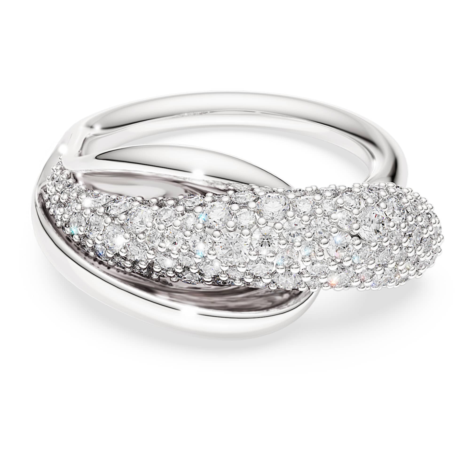Swarovski Classica cocktail ring Round cut, White, Sterling silver