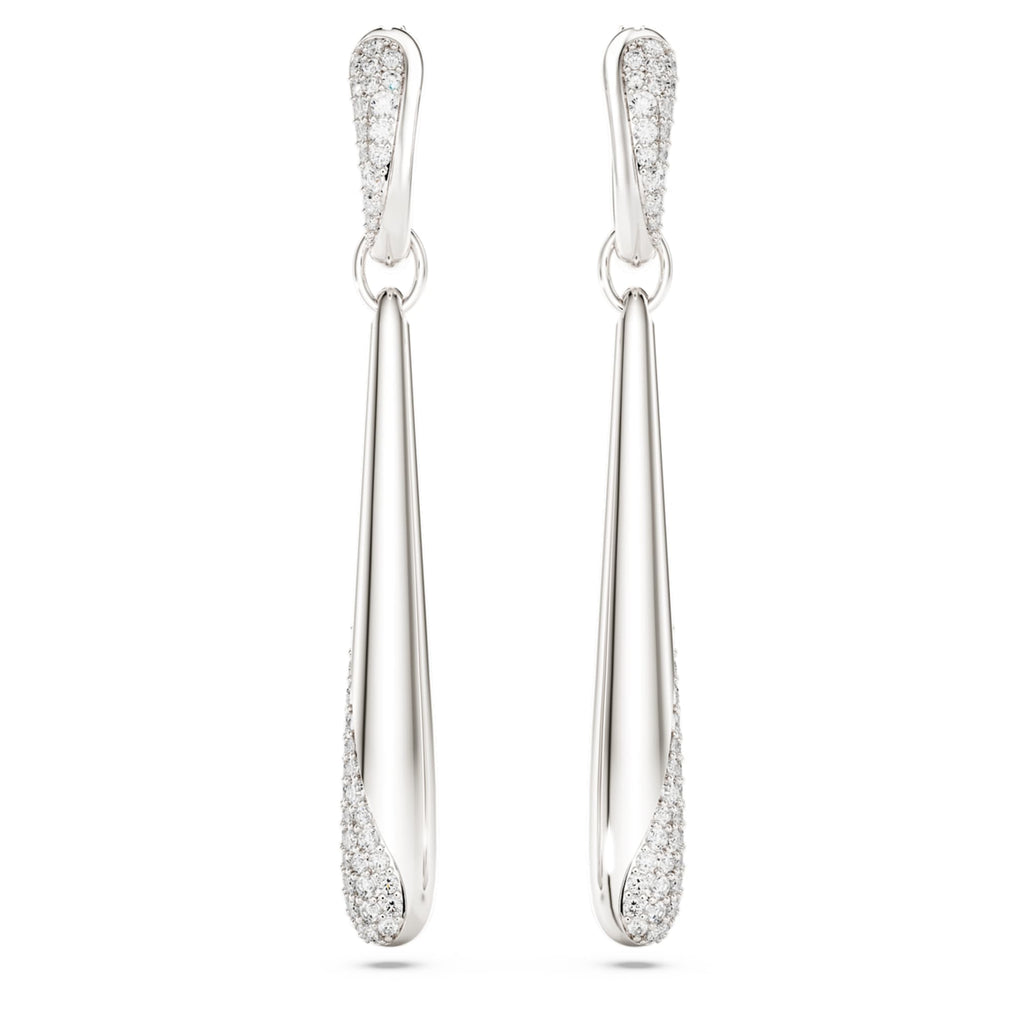 Swarovski Classica drop and hoop earrings Round cut, White, Sterling silver