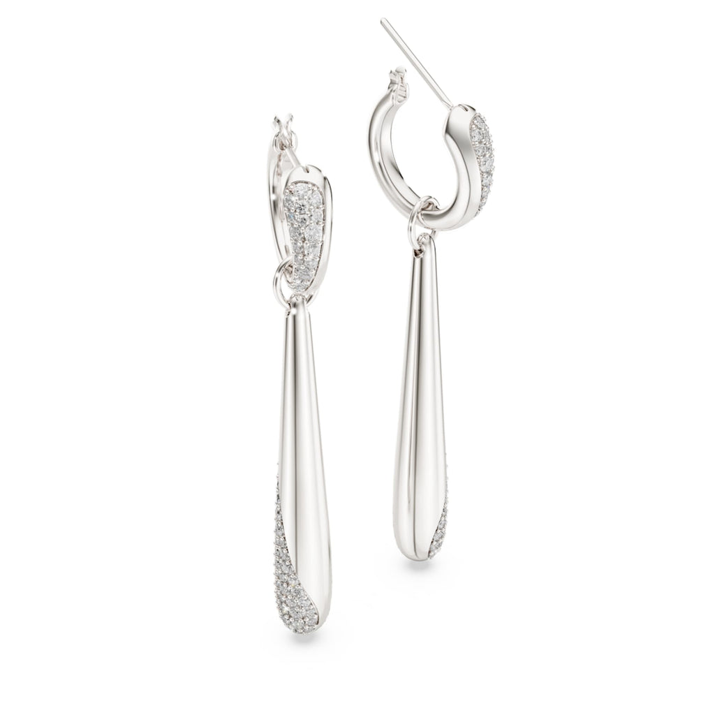 Swarovski Classica drop and hoop earrings Round cut, White, Sterling silver