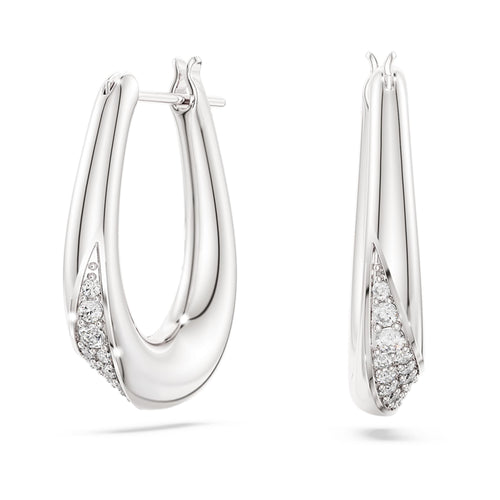 Swarovski Classica hoop earrings Round cut, Small, White, Sterling silver