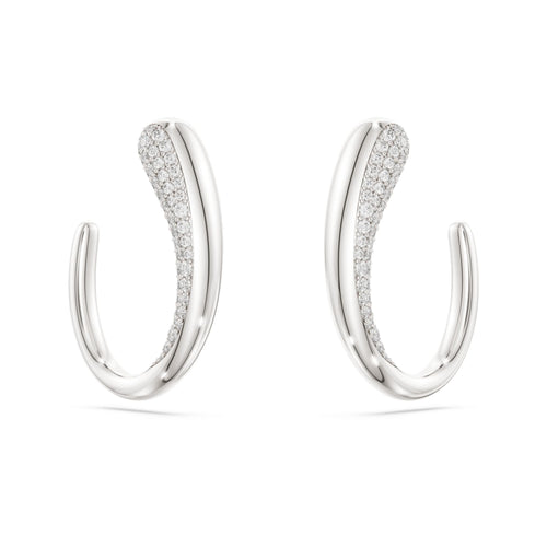 Swarovski Classica hoop earrings Round cut, White, Sterling silver
